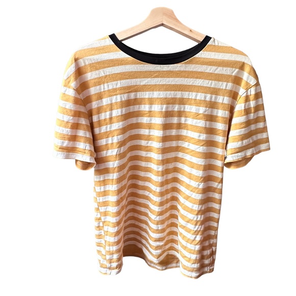 pacsun men’s yellow white black striped straight fit tee unisex androgynous - Picture 2 of 4